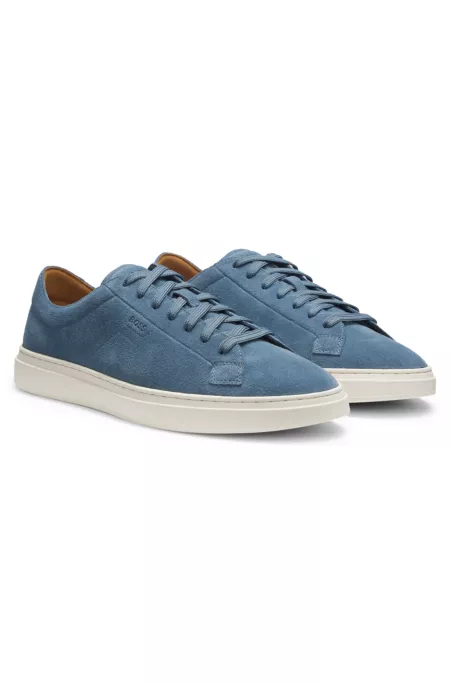 Suede trainers with embossed logo