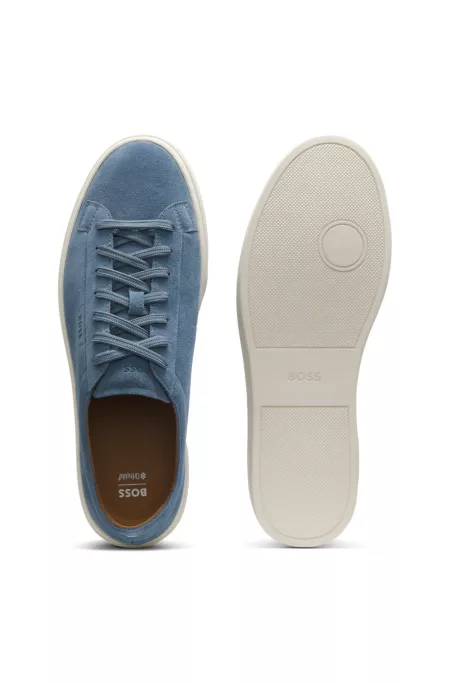 Suede trainers with embossed logo