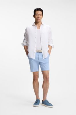 Sneakers in pelle scamosciata con logo goffrato, Blu