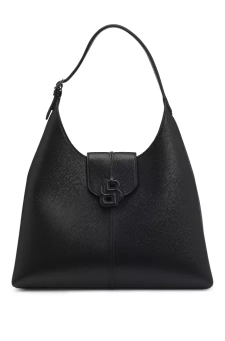 Grained hobo bag with Double B monogram