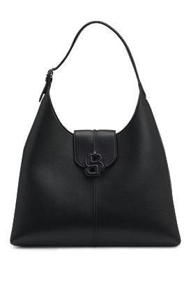 Grained hobo bag with Double B monogram