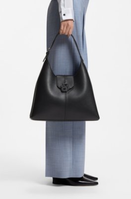 Boss Grained hobo bag with Double B monogram axelremsväskor dam – bild 2