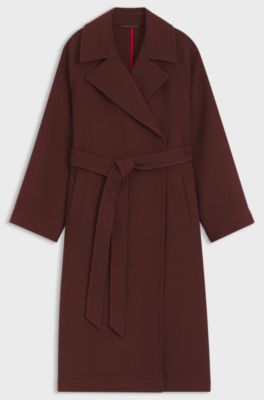 Belted coat in a wool blend, Brown