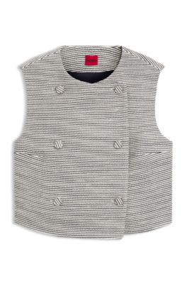 Striped double-breasted cropped cotton-blend vest, Patterned