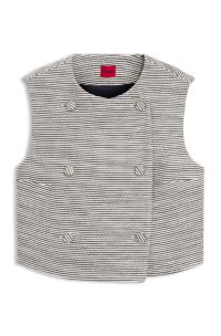 Striped double-breasted cropped cotton-blend vest, Patterned