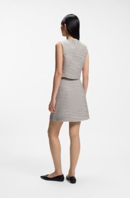 Striped double-breasted cropped cotton-blend vest, Patterned