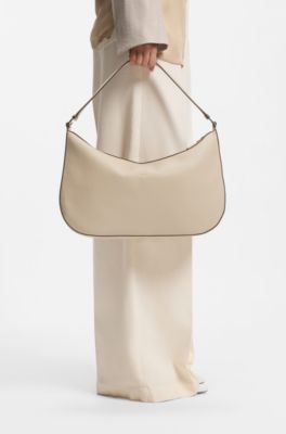 Borsa hobo Ariell in pelle, Beige chiaro