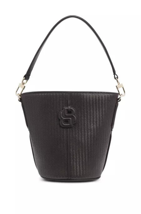 Woven-effect bucket bag with Double B monogram