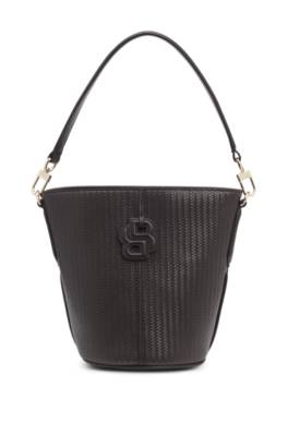 Woven-effect bucket bag with Double B monogram 1