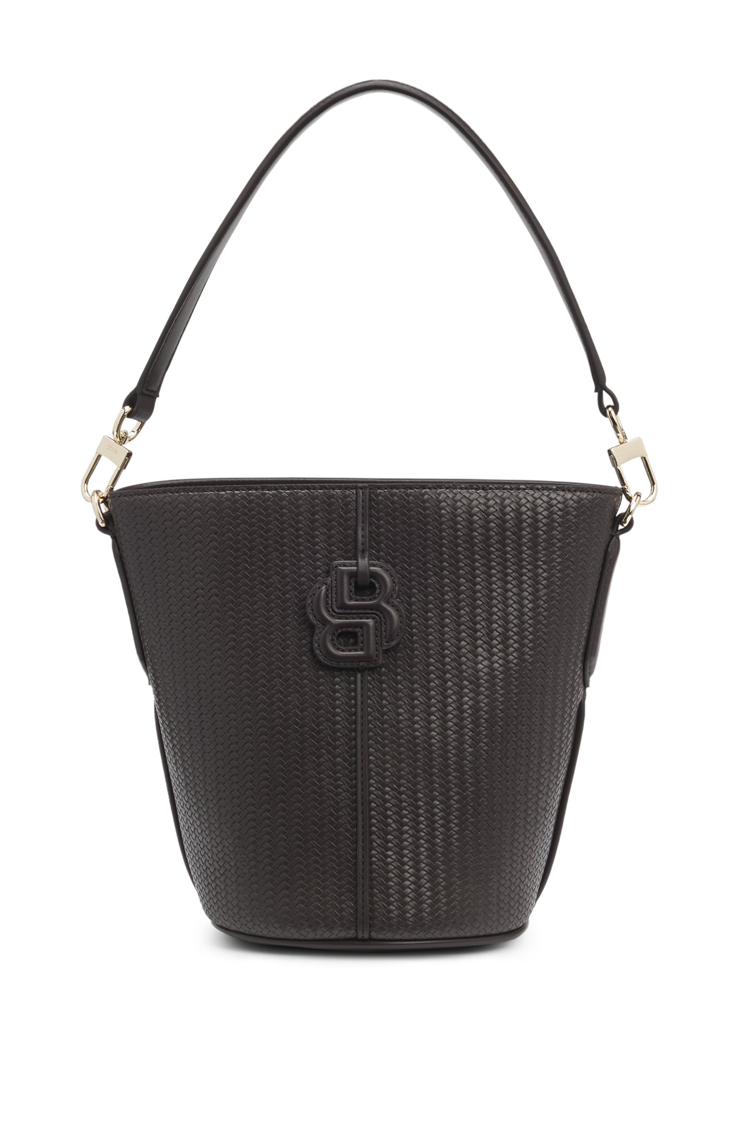 Boss Woven-effect bucket bag with Double B monogram handväskor & axelremsväskor dam