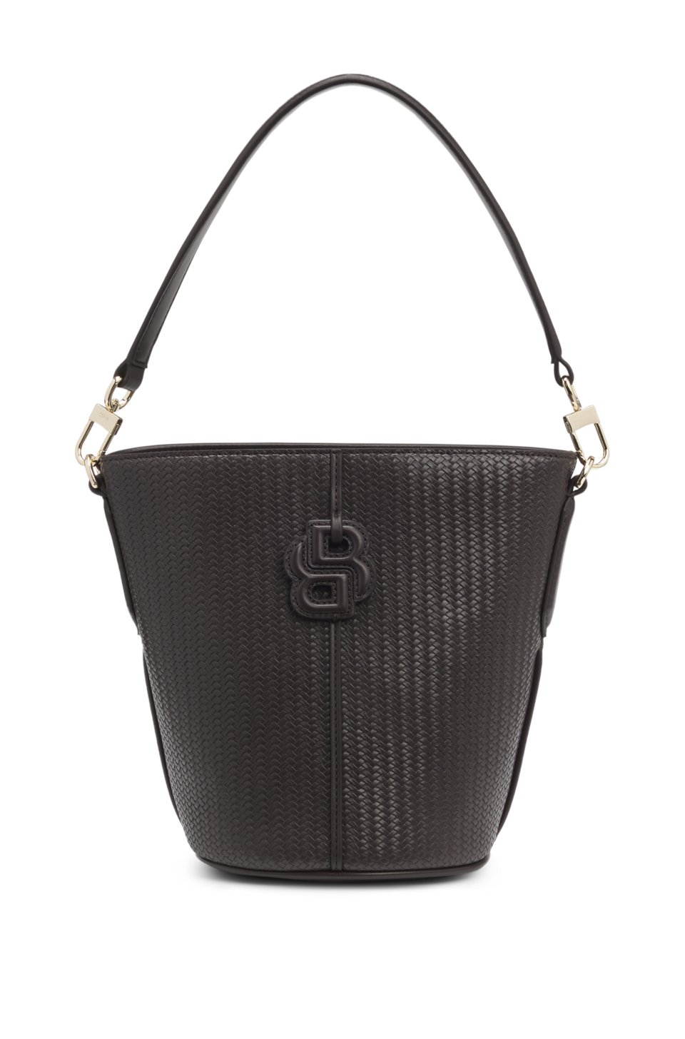 Woven-effect bucket bag with Double B monogram