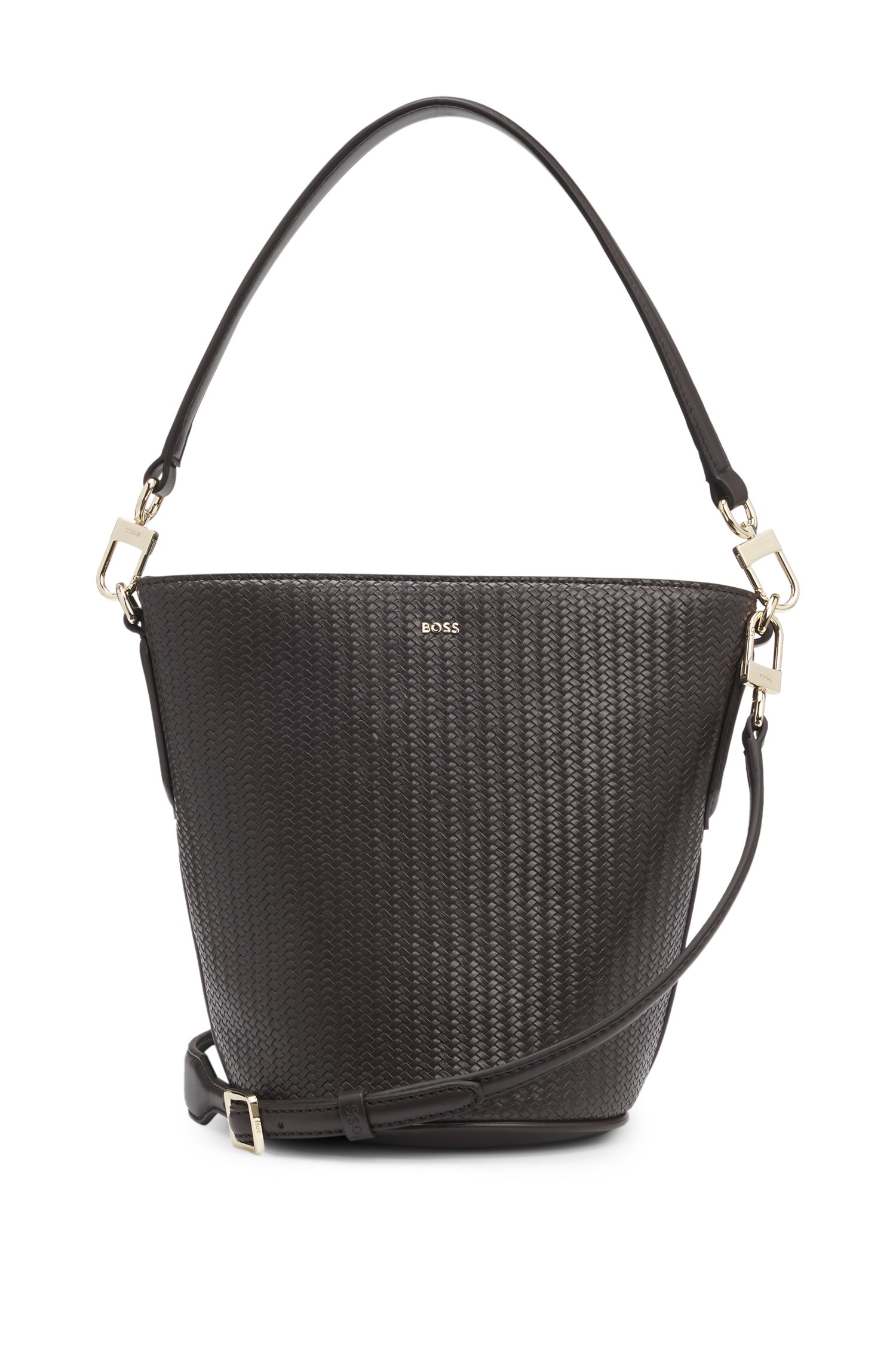 Boss Woven-effect bucket bag with Double B monogram handväskor & axelremsväskor dam – bild 3