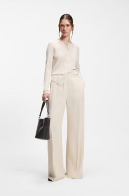 Woven-effect bucket bag with Double B monogram, Dark Brown