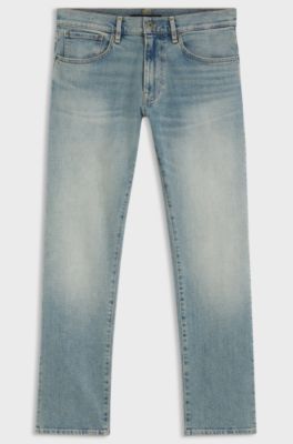BOSS BY BECKHAM slim-fit jeans in blue stretch denim, Light Blue
