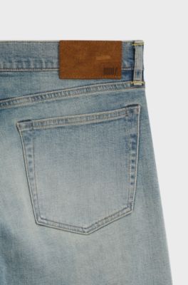 BOSS BY BECKHAM Jeans slim fit in denim elasticizzato blu, Celeste