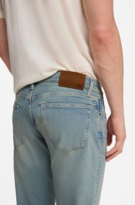 BOSS BY BECKHAM slim-fit jeans in blue stretch denim, Light Blue
