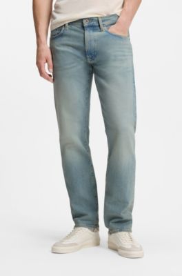 BOSS BY BECKHAM slim-fit jeans in blue stretch denim, Light Blue