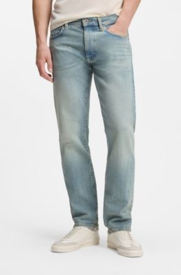 BOSS BY BECKHAM slim-fit jeans in blue stretch denim, Light Blue