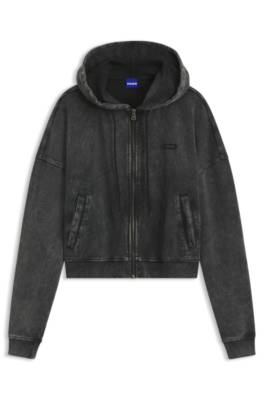 Hugo Relaxed-fit cropped hoodie with washed box logo dam – bild 4