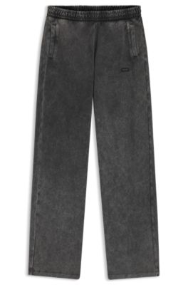 Wide-leg jogpants in soft cotton blend, Dark Grey