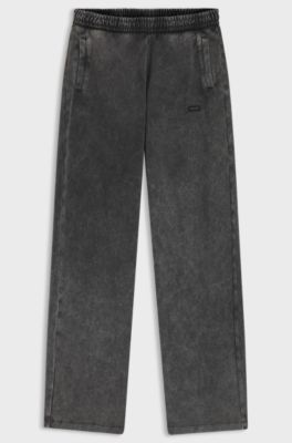 Wide-leg jogpants in soft cotton blend, Dark Grey