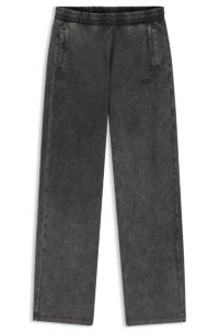 Wide-leg jogpants in soft cotton blend, Dark Grey
