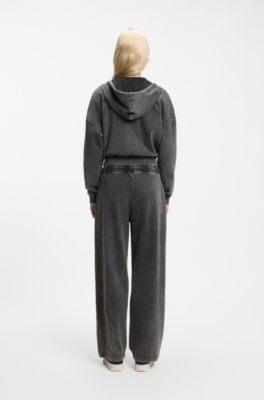 Wide-leg jogpants in soft cotton blend, Dark Grey