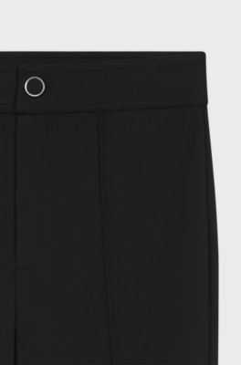 Flared-fit trousers with front slits, Black