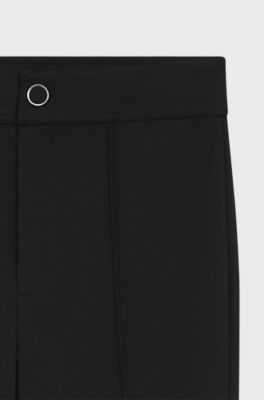 Flared-fit trousers with front slits, Black
