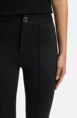 Flared-fit trousers with front slits, Black