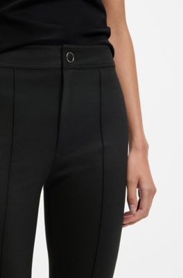 Flared-fit trousers with front slits, Black
