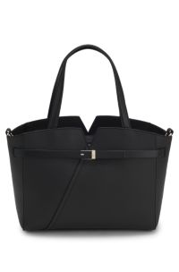 BOSS Revers small leather tote bag with belt detail, Black