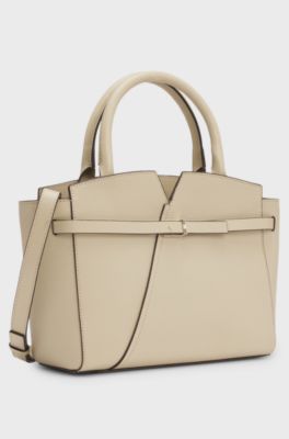 BOSS Revers kleine leren draagtas met riempje, Lichtbeige
