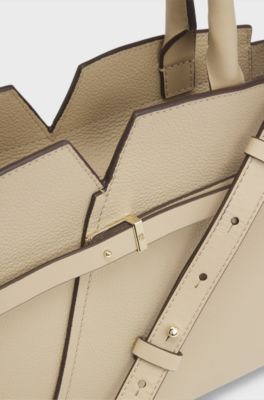 BOSS REVERS petit cabas en cuir avec d&eacute;tail de ceinture, Beige clair