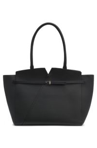 BOSS REVERS tote bag in leather with belt detail, Black