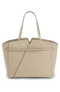 BOSS Revers tote bag in leather with belt detail, Light Beige