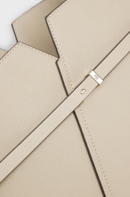 BOSS Revers tote bag in leather with belt detail, Light Beige
