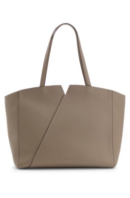 Revers tote bag in leather with belt detail 3