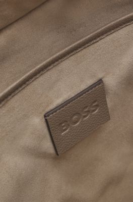 Cabas BOSS Revers en cuir avec d&eacute;tail de ceinture, Brun chin&eacute;