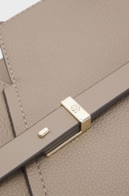 Borsa tote BOSS Revers in pelle con dettaglio cintura, Marrone chiaro