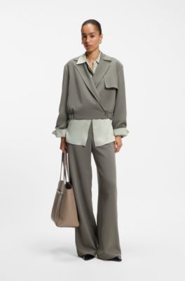 Borsa tote BOSS Revers in pelle con dettaglio cintura, Marrone chiaro