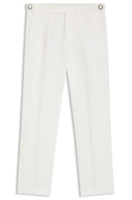 Relaxed-fit trousers in linen with front pleats, White