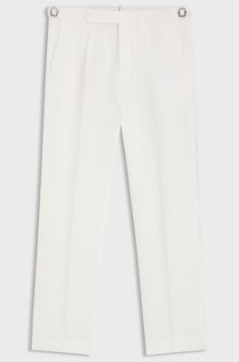 Relaxed-fit broek van linnen met plooien aan de voorkant, Wit