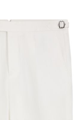 Relaxed-fit trousers in linen with front pleats, White