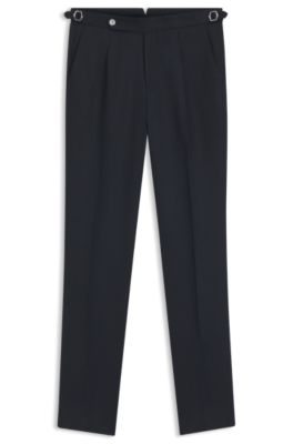 Relaxed-fit trousers in linen with front pleats, Dark Blue