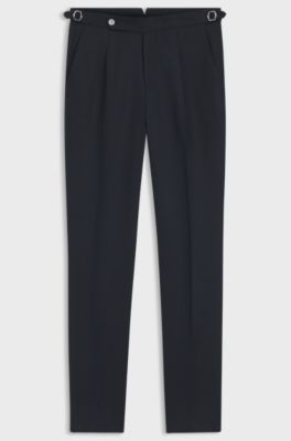 Relaxed-fit trousers in linen with front pleats, Dark Blue