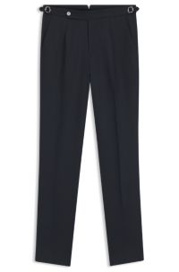 Relaxed-fit trousers in linen with front pleats, Dark Blue