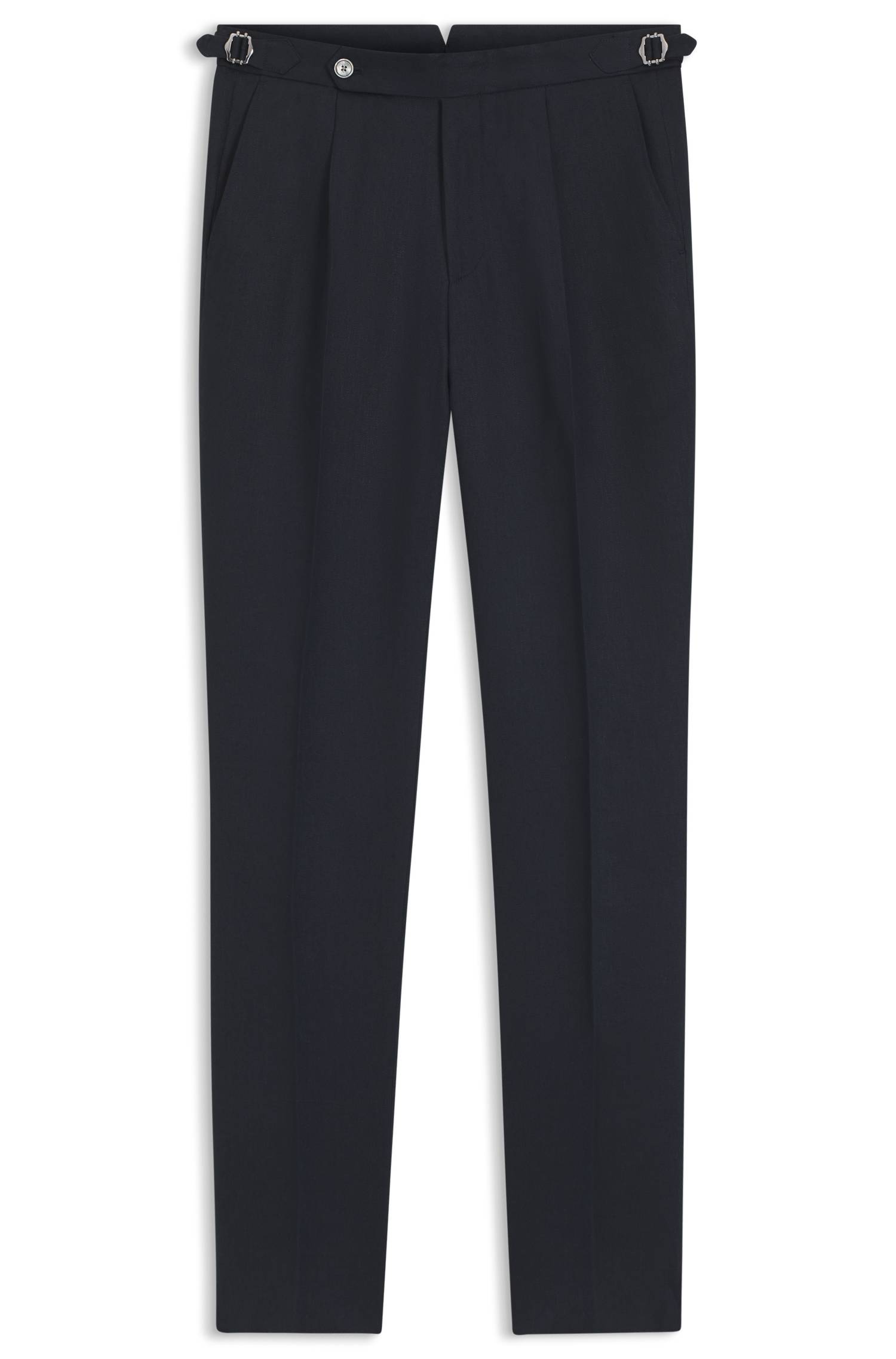 Boss Relaxed-fit trousers in linen with front pleats byxor herr – bild 4