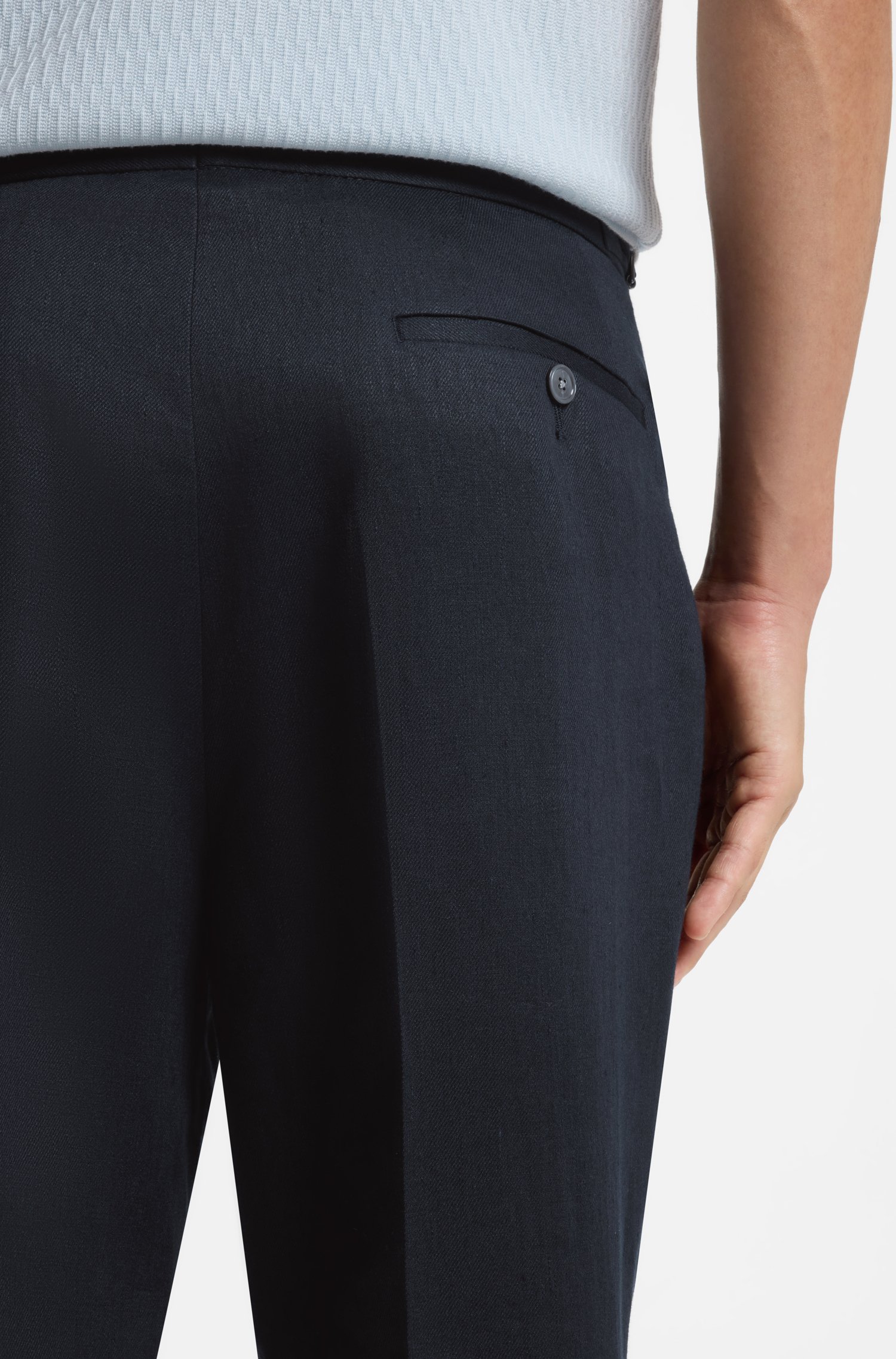 Boss Relaxed-fit trousers in linen with front pleats byxor herr – bild 3