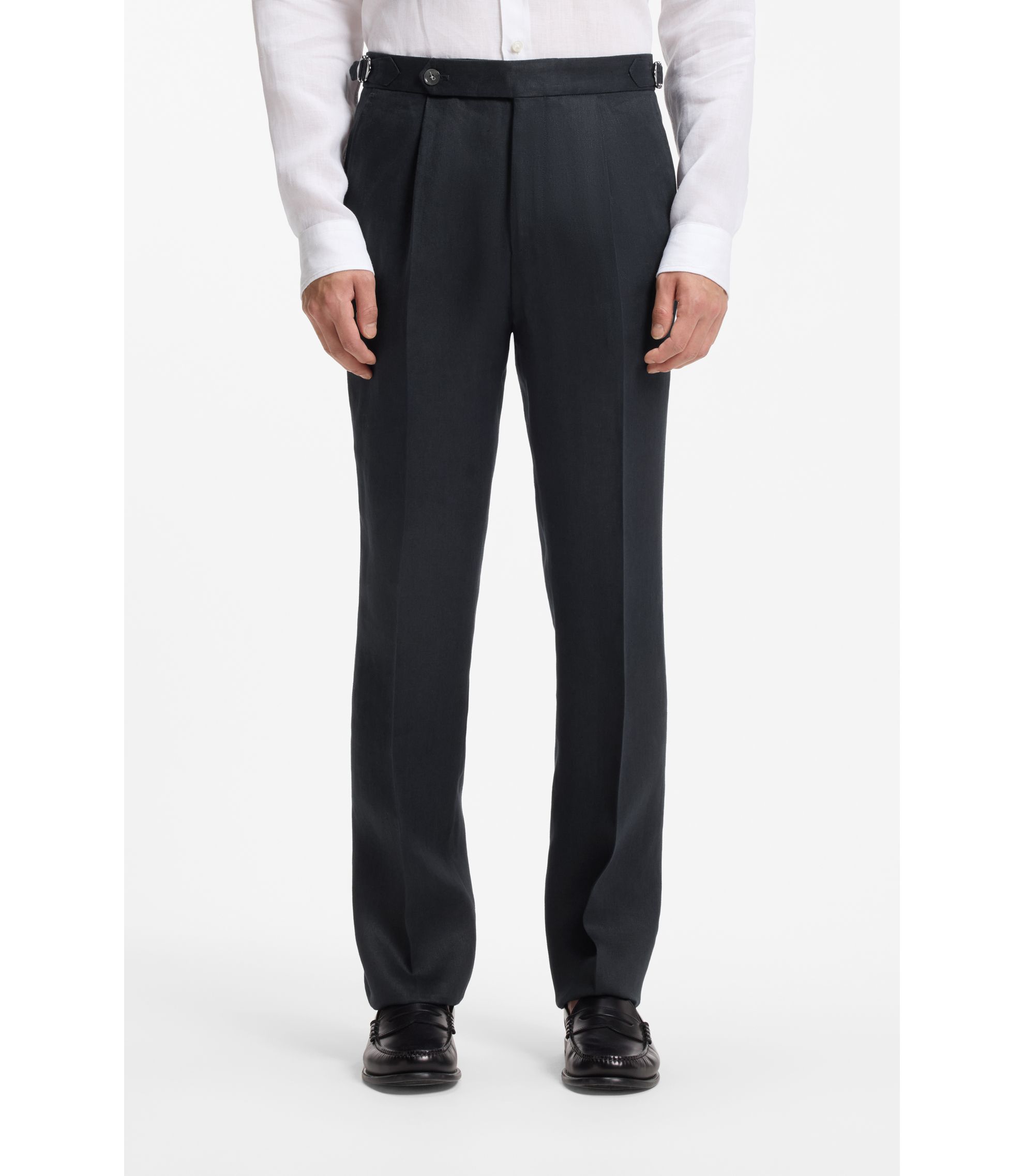 Relaxed-Fit Hose aus Leinen mit Bundfalten vorne